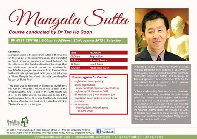 Commentarial Course at Buddhist Fellowship Singapore on 30 November 2013.