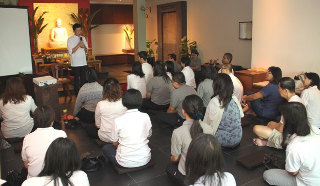 Bro. Tan imparts words of encouragement to Nalandians.