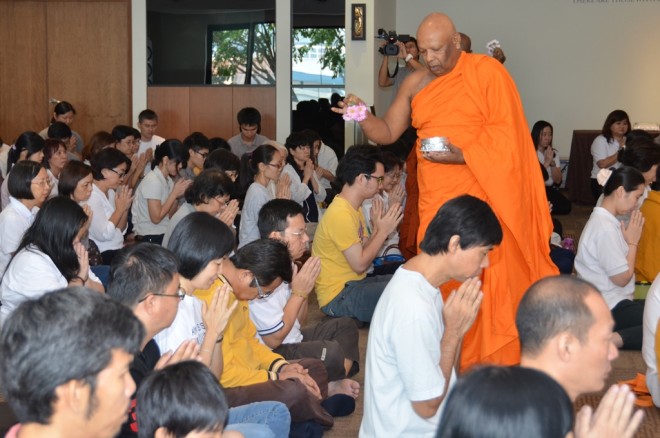 The venerable monks gave their blessings at the conclusion of the ceremony.