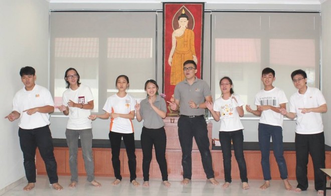 Youths presenting a musical number.