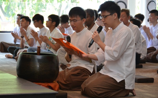Nalanda youths leading the chanting during Service Sunday.