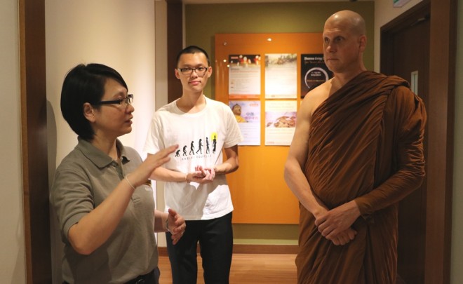 Ajahn Chandako was given a tour of Nalanda Centre.