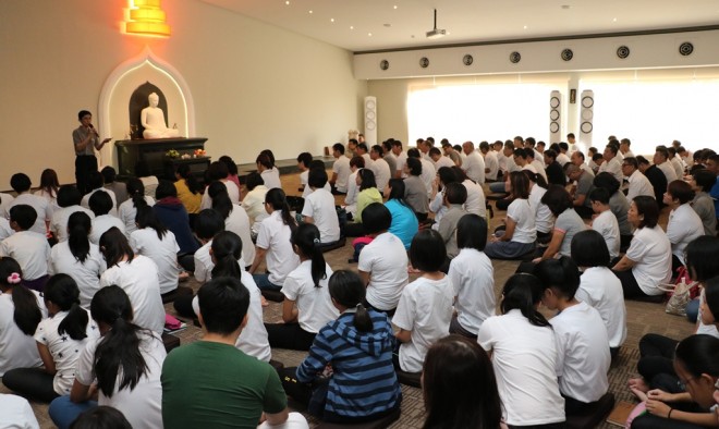 A large congregation gathered for this morning's Service at Nalanda Centre.