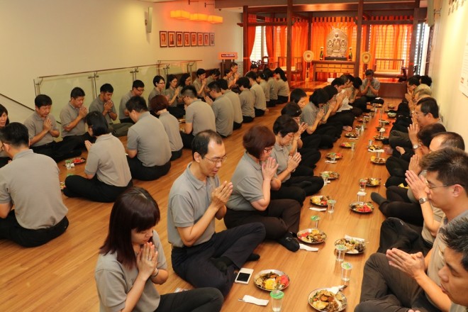 Nalandians having communal lunch.