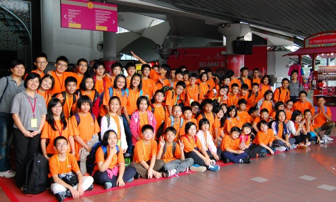 Students enjoying an outing to Kuala Lumpur.