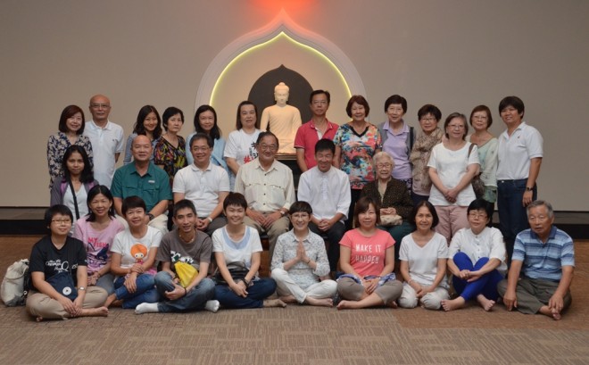 Our Singaporean friends having a group photograph at Nalanda Centre with Bro. Tan.