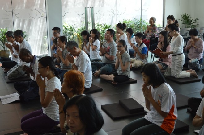 Devotees attending the Service.