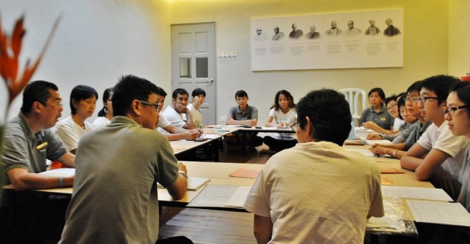 The organising committee in their final meeting before the event.