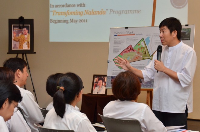 Bro. Tan briefing members on the proposed Wisdom Park.