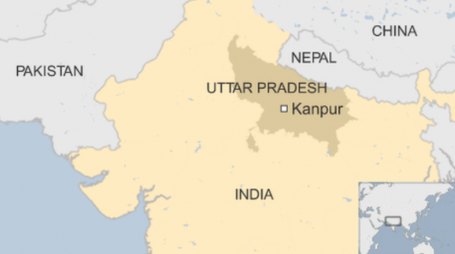 Location of Kanpur, India.