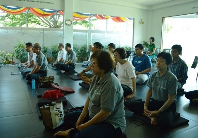 Group meditation practice.