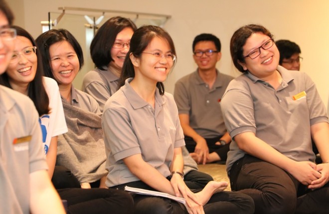 Participants feeling much joy in learning Dhamma together.