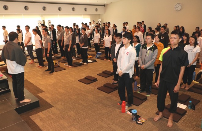 Participants get to try out the different postures in meditation.
