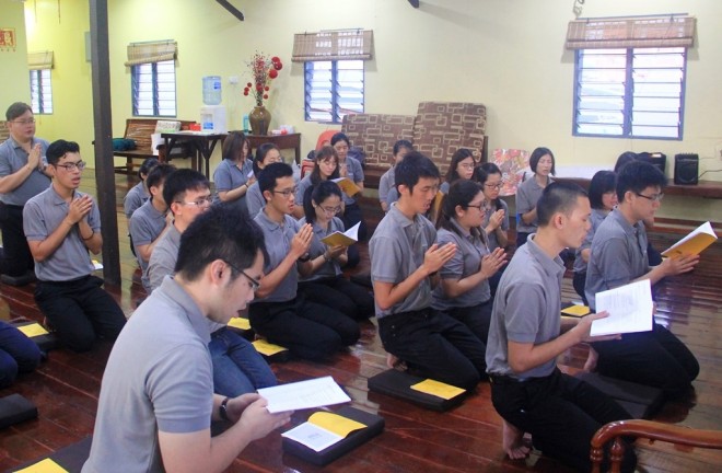 Chanting, meditation, and reflection are part of the daily practice for Nalandians.