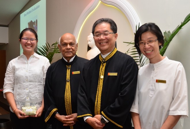 Sis. Chan Jia Xin's written assignment was adjudged the best paper in 2016.