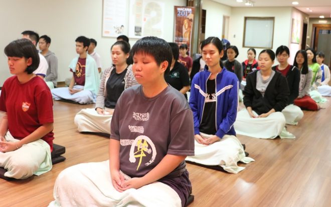 Lectures and discussions were interspersed with meditation sessions.